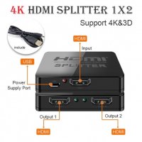 4K HDMI сплитер 1 към 2 за HDTV, DVD, PS3, Xbox, снимка 2 - Приемници и антени - 25388377