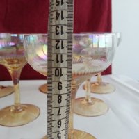 Ретро стъклени чаши за вино кана и чаши перлени и гравирани , снимка 4 - Антикварни и старинни предмети - 20343831