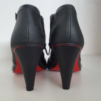 Черни дамски сандали естествена кожа с ток Мартини, снимка 2 - Сандали - 22748175