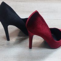 №40 Нови Кадифени елегантни обувки в бордо , снимка 3 - Дамски обувки на ток - 20629814