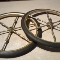 антики-ретро колела-мед/месинг с плътни гуми-внос франция, снимка 2 - Антикварни и старинни предмети - 23129253