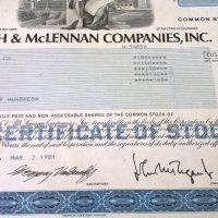 Сертификат за 100 акции (САЩ) | Marsh & McLennan Companies, INC. | 1981г., снимка 3 - Нумизматика и бонистика - 25233190