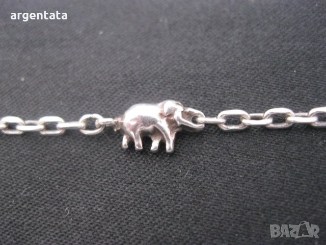 Сребърна гривна проба 925 с 5 слончета, снимка 1