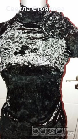 Комплект дамска тениска поло и панталон черно кадифе, снимка 3 - Костюми - 18845966