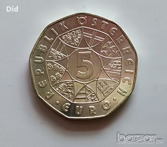 5 евро сребро Австрия 2004 г., снимка 2 - Нумизматика и бонистика - 18623775