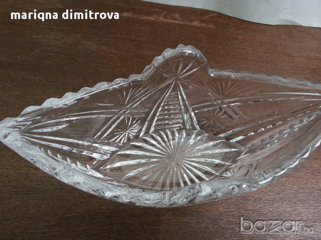кристална купа  лодка фруктиера, снимка 4 - Антикварни и старинни предмети - 16949755