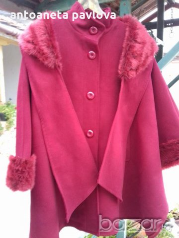 Разкроено палто с отделна яка и екокожа, снимка 10 - Палта, манта - 19773653