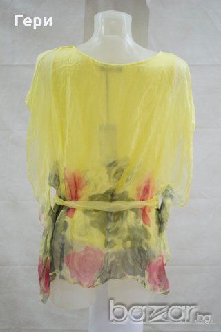 Копринена дамска блуза в жълто марка Aftershock London S/M, снимка 3 - Туники - 18314589