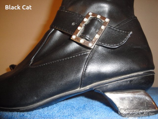 Италиански черни кожени дамски ботуши, с декоративни ципове, естествена кожа, зимни обувки, чизми, снимка 16 - Дамски ботуши - 19758410