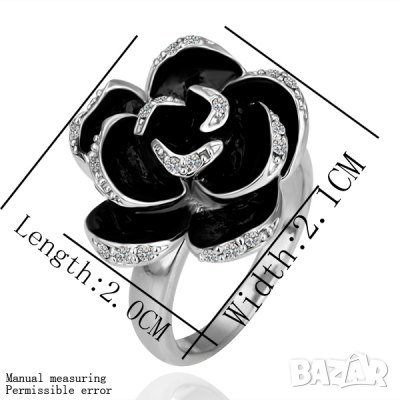 Посребрен арт пръстен, роза, снимка 2 - Пръстени - 24797855