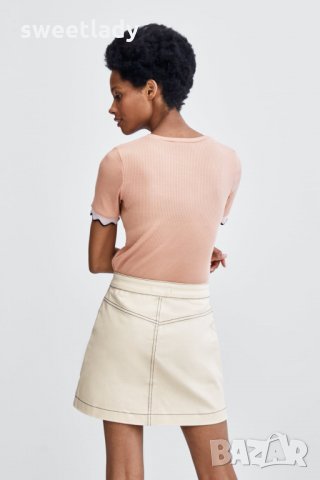 ZARA- дамска блузка цвят Пудра, снимка 4 - Корсети, бюстиета, топове - 25175917