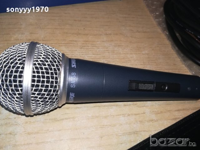 shure beta sm58s микрофон с кабел и кеис и стоика-от швеицария, снимка 6 - Микрофони - 20374213