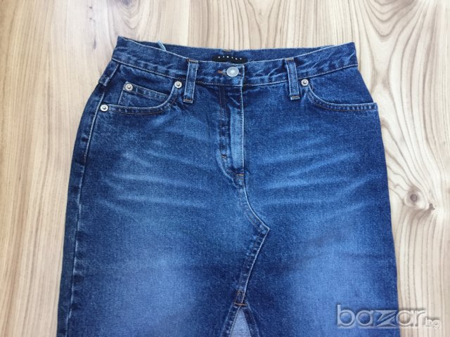 Дамска дънкова пола SISLEY оригинал, size S, 100%памук, произведена в Италия, като нова, снимка 2 - Поли - 17753375