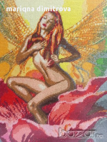  гоблен в рамка  1/1 ръчна изработка , снимка 2 - Антикварни и старинни предмети - 11511609