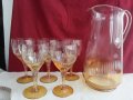 Стъклена кана и стъклени чаши , снимка 1