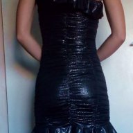 Черна рокля със златисти точки, снимка 2 - Рокли - 16377919
