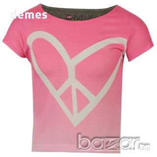 Тениска в розово с щампа сърце,нова,за 7-8 и за 9-10 годишно момиче, снимка 1