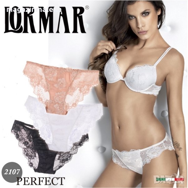 Lormar S,M,L,XL черни,телесни,бели женски дантелени бикини с нормална талия дамско бельо Лормар, снимка 1