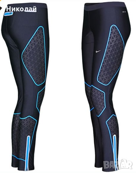 Nike Dri-Fit Running Long Tights L Black-Blue, снимка 1