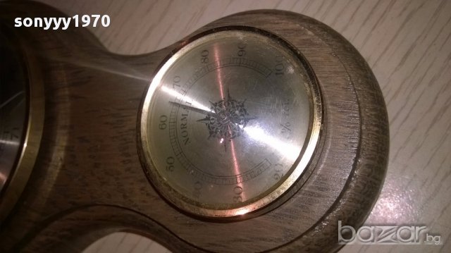 Ретро барометар-40х12см-дърво и месинг-внос швеицария, снимка 7 - Антикварни и старинни предмети - 13580540