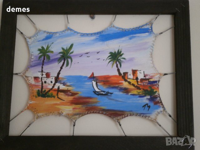  Автентична картина върху заешка кожа от Маракеш-Мароко, снимка 3 - Картини - 23969426