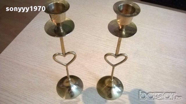 финни Свещници 2броя-23/7см-мед/месинг-внос швеицария, снимка 6 - Антикварни и старинни предмети - 13923412