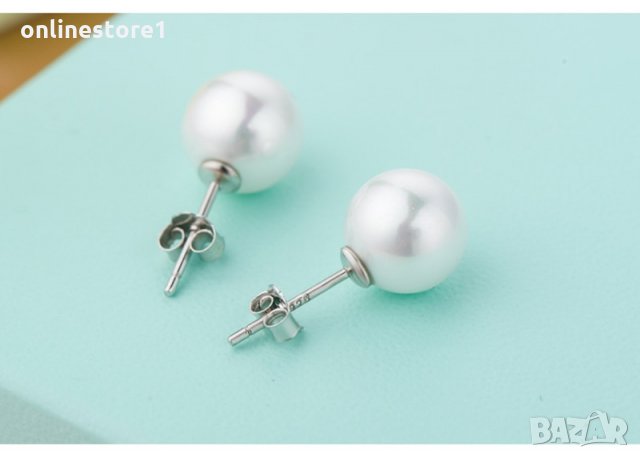 Сребърни обеци - морска перла 925 сребро BF117, снимка 2 - Обеци - 24325230