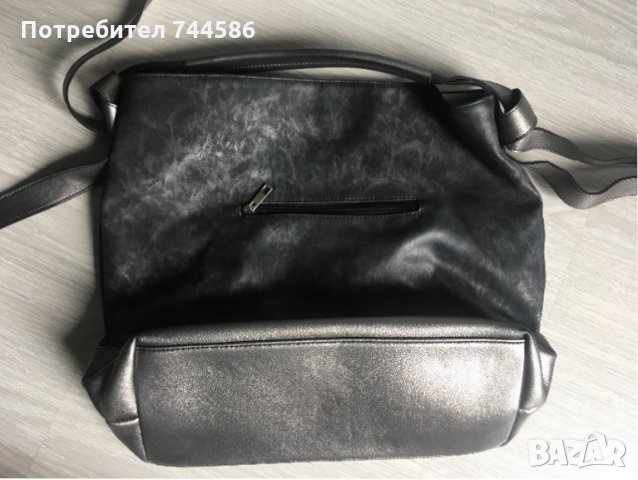 Дамска чанта нова сребро и черна кожа, снимка 2 - Чанти - 25317208