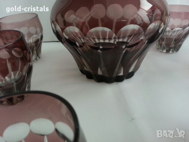 Ретро стъклени чаши с гарафа цветно стъкло , снимка 10 - Антикварни и старинни предмети - 25525942
