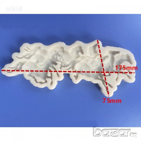 Стадо коне силиконов молд форма декорация украса торта фондан, снимка 2 - Форми - 20722383