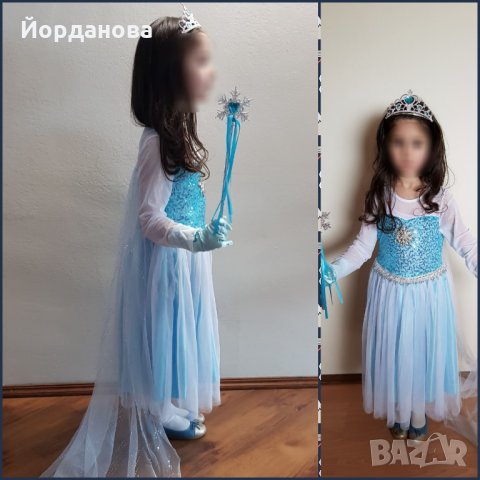 НОВО!Разкошна-лукс рокля на Елза с дълъг шлейф, снимка 7 - Детски рокли и поли - 24400782