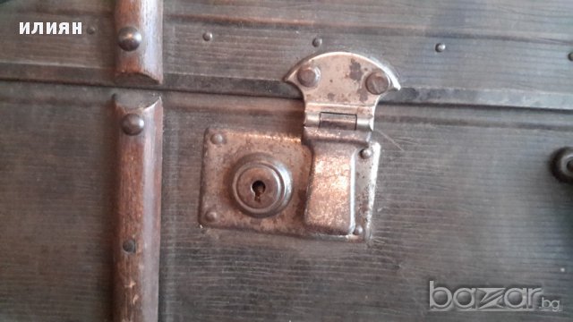 Старинен куфар със обков метал и дърво има забележки , снимка 3 - Други стоки за дома - 16556448