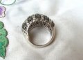 Красив Сребърен Старинен Пръстен с Черни Оникси и Циркони, снимка 2