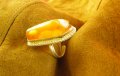 Сребърен пръстен с кехлибар, снимка 2