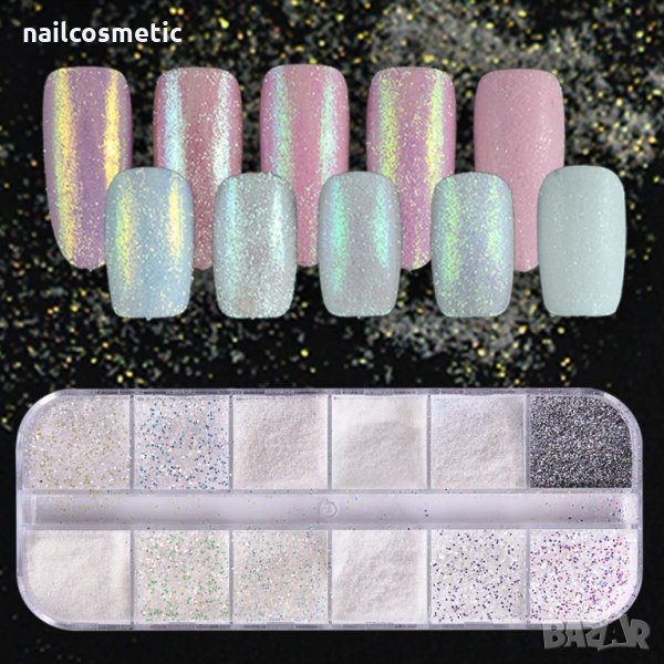 12 цвята пудра ефект русалка в кутия, снимка 1