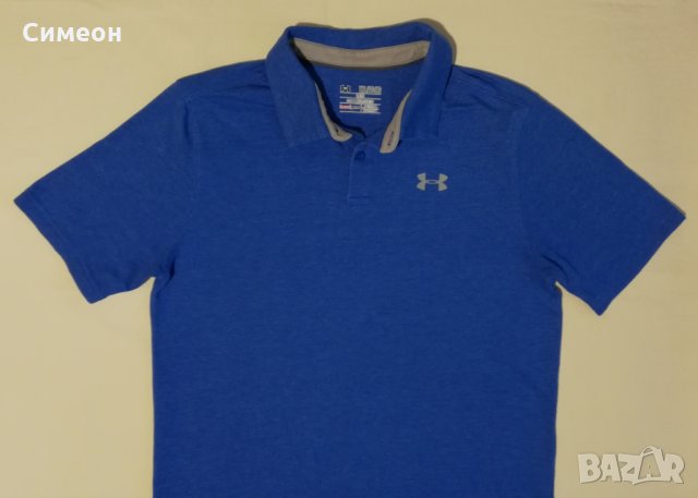 Under Armour НОВА оригинална поло тениска S UA синя фланелка с яка, снимка 2 - Спортни дрехи, екипи - 25314239
