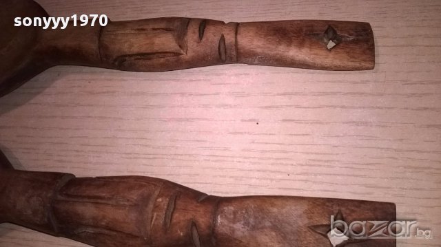Перуански дървени прибори-резба-31х9см-внос швеицария, снимка 7 - Антикварни и старинни предмети - 17629408