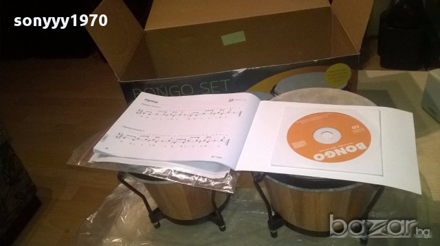 New bongos set+cd-40x23x19-made in germany-внос швеицария, снимка 11 - Ударни инструменти - 16949410
