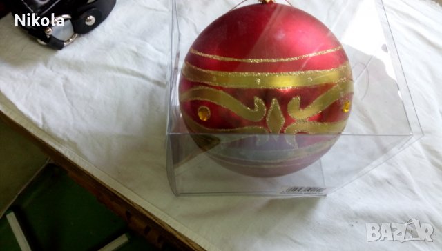 Коледна червена голяма топка Ф-15см , за елха или др., снимка 2 - Декорация за дома - 23409829