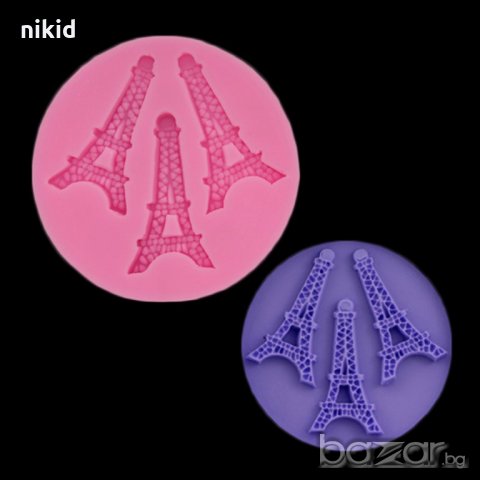 Айфелова кула 3 бр в кръг силиконов молд форма за фондан украса торта декорация шоколад