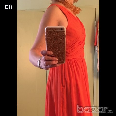 Елегантна оранжева дамска рокля H&M , снимка 7 - Рокли - 17502459
