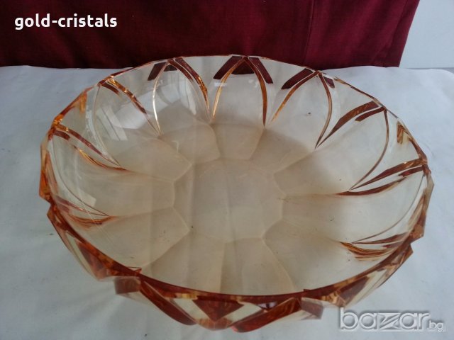 стара  кристална купа цветен кристал, снимка 5 - Антикварни и старинни предмети - 20026577
