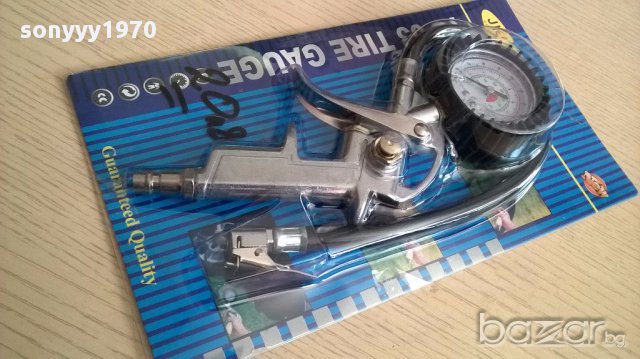 Пистолет с манометър и маркуч за помпане на гуми, снимка 2 - Аксесоари и консумативи - 14122011