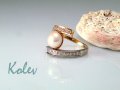 Златен пръстен от бяло и жълто злато с розово-бяла перла 4.87 грама, снимка 4