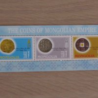 Монети на Монголската империя-блок марки, 2006, Монголия, снимка 4 - Филателия - 24261924