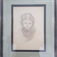 Българско момиче от 1913 година портрет Рисунка - С. Марков, снимка 1 - Картини - 21632711