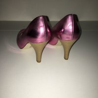 Немски ефектни кожени розови обувки Tamaris номер 36 и номер 37, снимка 6 - Дамски обувки на ток - 24276061