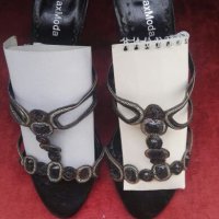 Елегантни дамски сандали с метализиран ток и камъни, снимка 9 - Сандали - 21647010