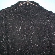 Чeрен кашмирен пуловер тип туника с ламена нишка, снимка 2 - Блузи с дълъг ръкав и пуловери - 16397905