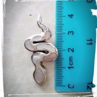  Единична бройка, ниска цена! сребърна змия инкрустирана със седеф 8.10 грама, снимка 3 - Колиета, медальони, синджири - 19697575